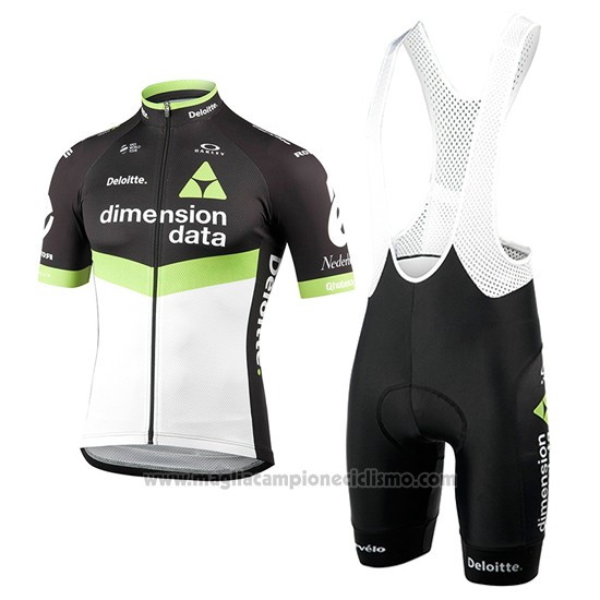 2017 Abbigliamento Ciclismo Dimension Data Verde e Nero Manica Corta e Salopette